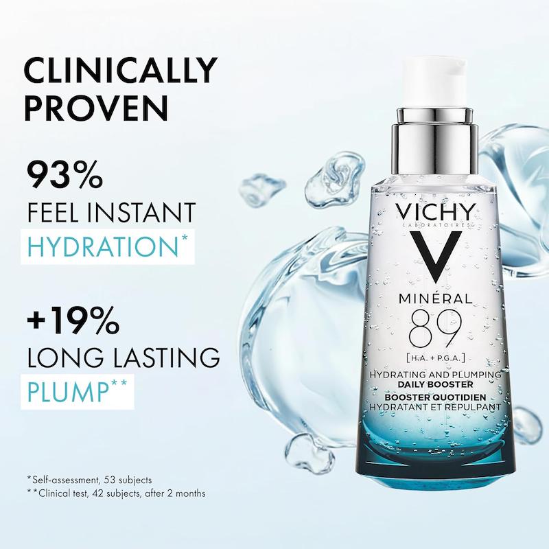 VICHY Mineral 89 Booster 50ml نتایج بالینی آبرسانی و ماندگاری رطوبت