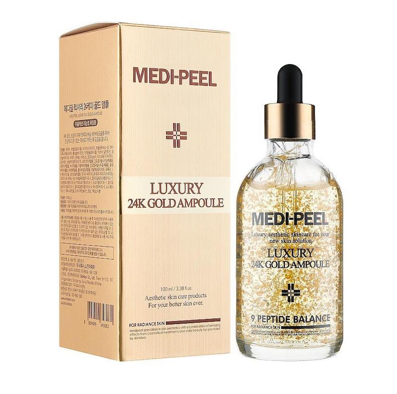 آمپول MEDIPEEL Luxury 24K Gold 100ml به همراه جعبه محصول