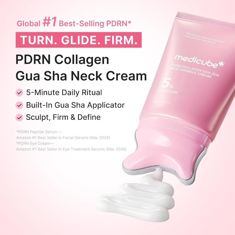 نحوه استفاده از کرم گردن MEDICUBE PDRN Collagen Gua Sha با اپلیکاتور گواشا