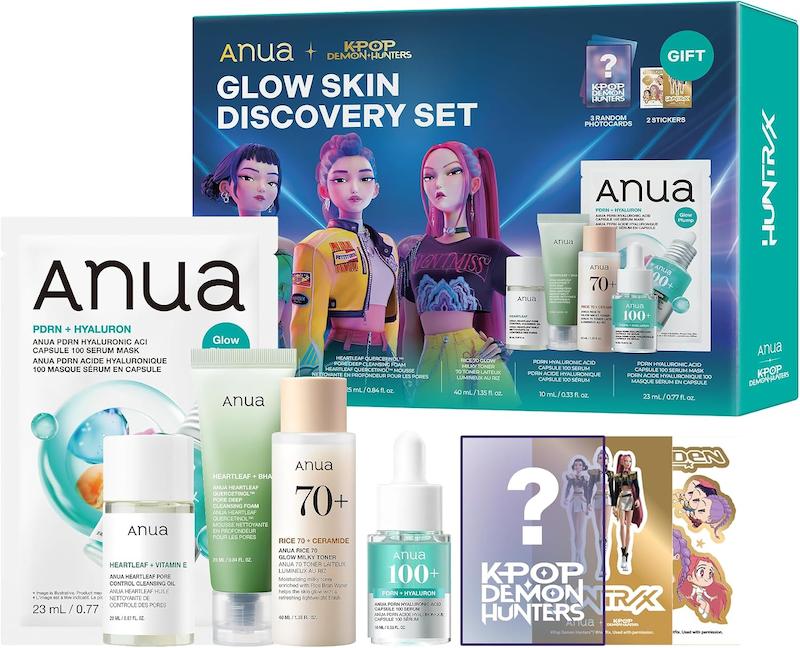 ست مراقبت پوست ANUA Glow Skin Discovery به همراه محصولات مینی، فوتوکارت و استیکر