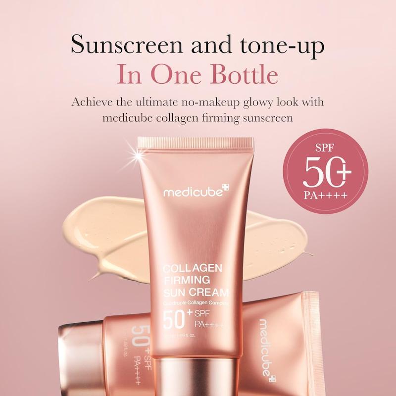 Medicube Collagen Firming Sun Cream SPF50+ PA++++ ضدآفتاب رنگی کلاژن با خاصیت سفت کننده و تون آپ