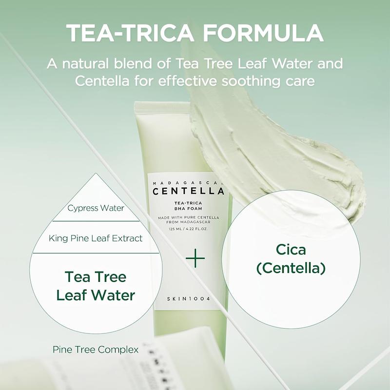 نمای پشت بسته بندی فوم شستشوی SKIN1004 Madagascar Centella Tea-Trica BHA