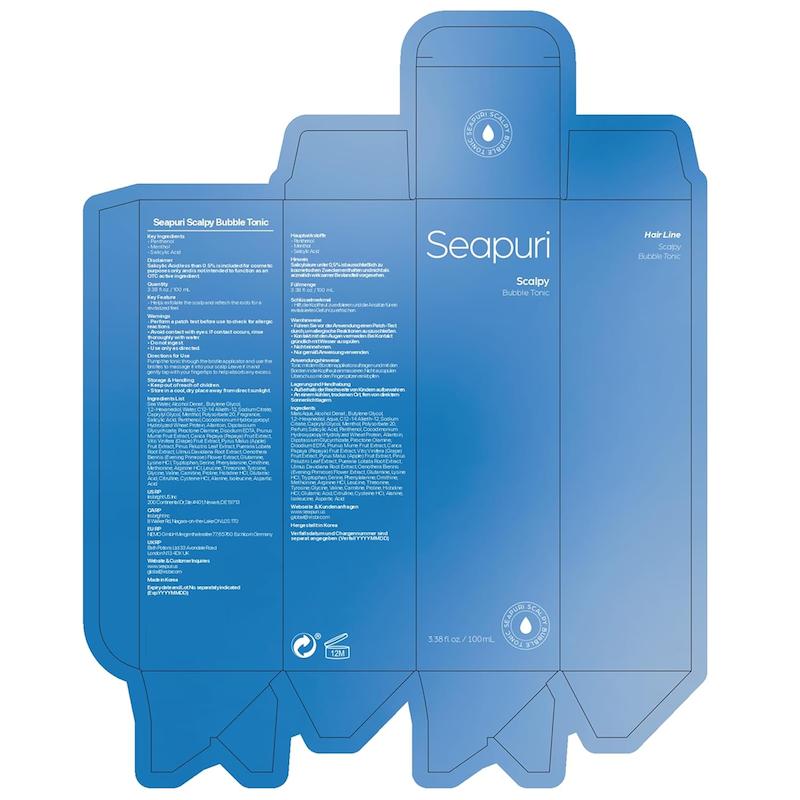 نمای پشت بسته بندی تونیک کف دار سی پوری Scalpy Bubble Tonic 100ml