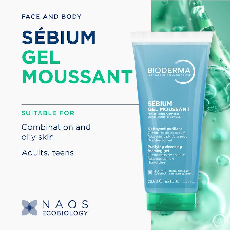ژل شستشوی پوست چرب بایودرما Sébium Gel Moussant تیوپی