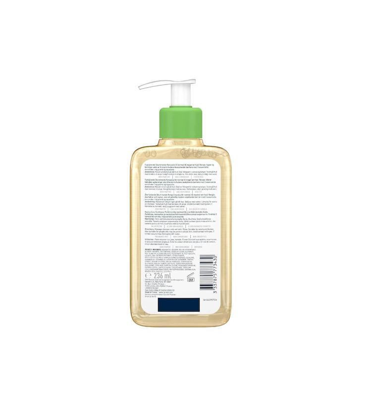 نمای پشت بطری شوینده روغنی سراوی CeraVe Hydrating Foaming Oil Cleanser 236 میلی‌لیتر