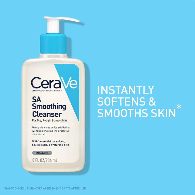 CeraVe SA Smoothing Cleanser بدون میکروبید مناسب لایه برداری ملایم پوست