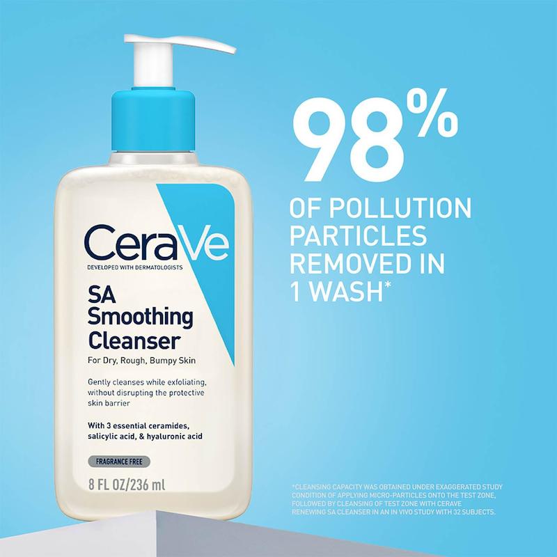 CeraVe SA Smoothing Cleanser حاوی سه سرامید ضروری برای کمک به حفظ سد دفاعی پوست