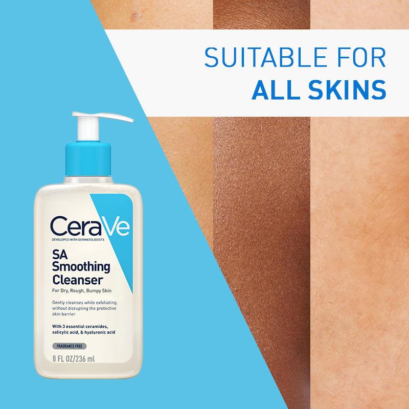 CeraVe SA Smoothing Cleanser مناسب پوست خشک زبر و ناهموار و مستعد کراتوز پیلاریس