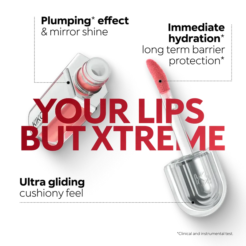 ترکیبات کلیدی KIKO 3D Hydra Xtreme Lipgloss شامل هیالورونیک اسید، زنجبیل و شیرین‌بیان