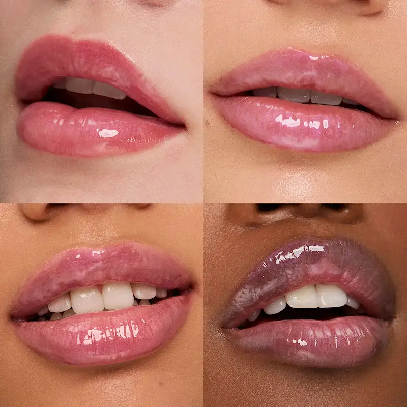تست رنگ 01 Pink Glacier از KIKO 3D Hydra Xtreme Lipgloss روی لب
