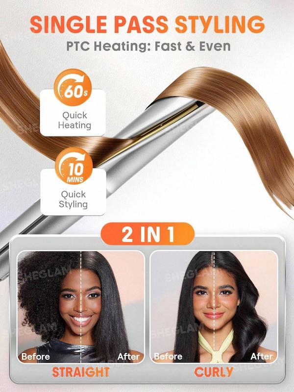 SHEGLAM Sleek Chic Twist Kiss Flat Iron طراحی منحنی دستگاه برای صاف کردن و فر کردن مو