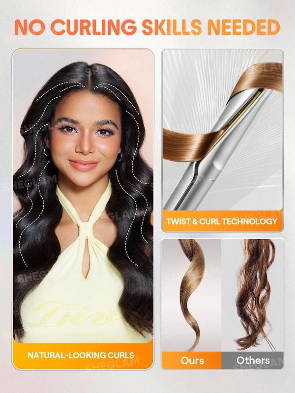 SHEGLAM Sleek Chic Twist Kiss Flat Iron نمای نزدیک صفحات حرارتی شناور دستگاه