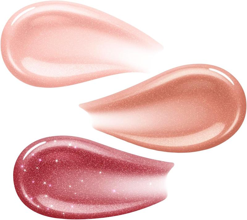 KIKO Milano Glossy Lip Set 03 نمایش طیف رنگ‌های 3D Hydra Lip Gloss شماره 06، 19 و 22