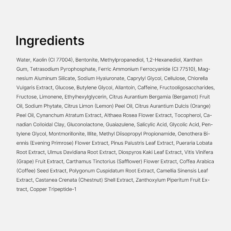 ترکیبات کامل نمای بسته‌بندی ماسک Medicube Zero Pore Blackhead Mud Mask 100g