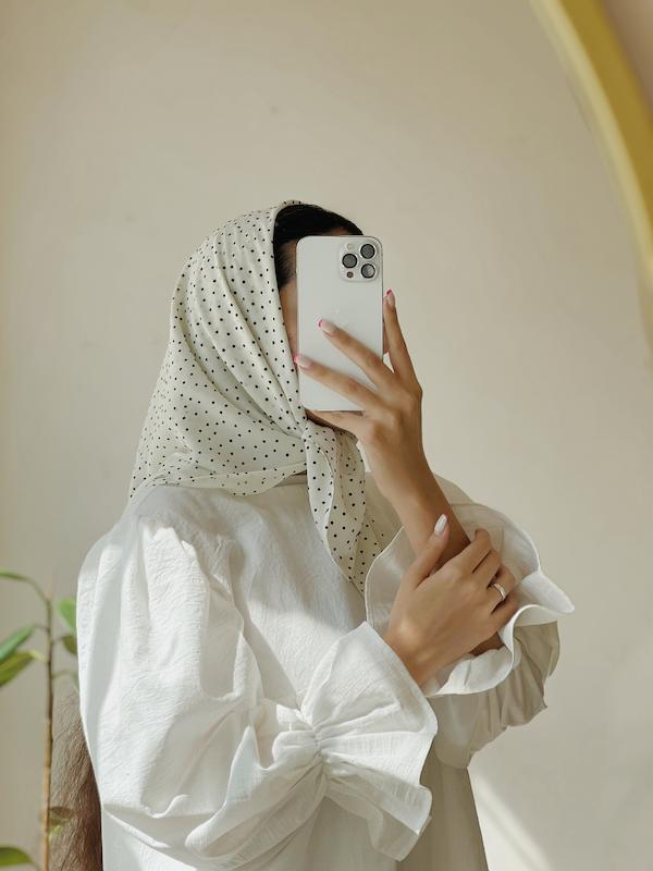 مینی اسکارف خالخالی ☁️