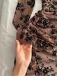پیراهن دانتل گل برجسته(چری/قهوه ای)