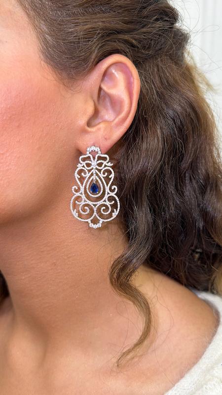 گوشواره جواهری یاقوت کبود