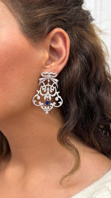 گوشواره جواهری یاقوت کبود