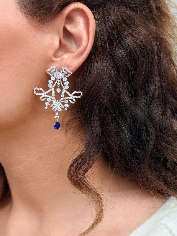 گوشواره جواهری یاقوت کبود