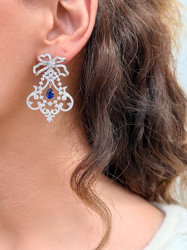 گوشواره جواهری یاقوت کبود