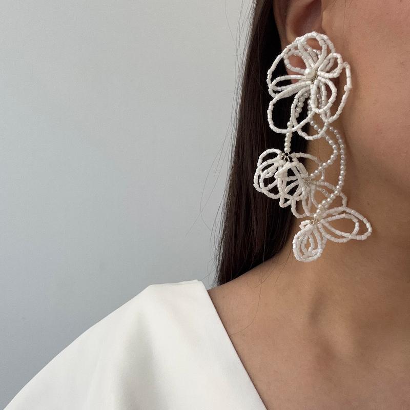 گوشواره مرواریدی گل