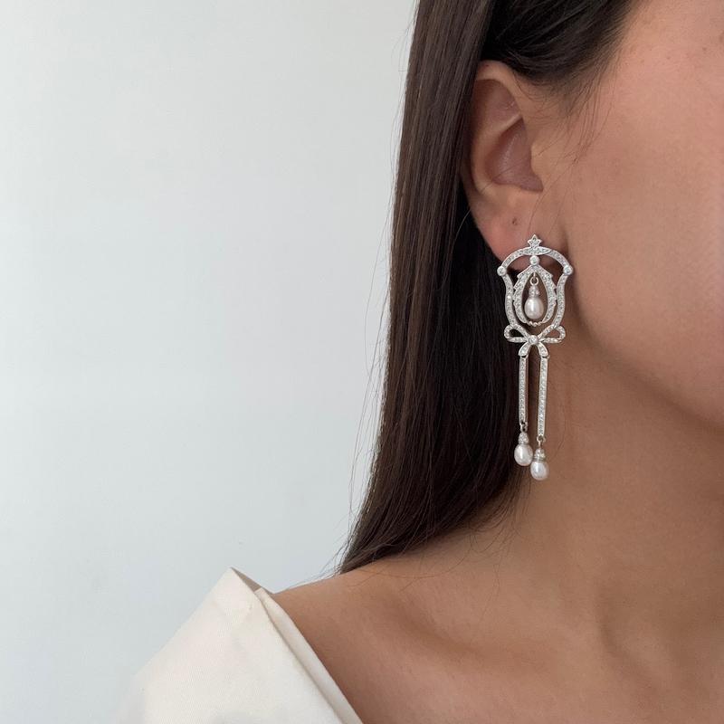 گوشواره جواهری مرواریدی