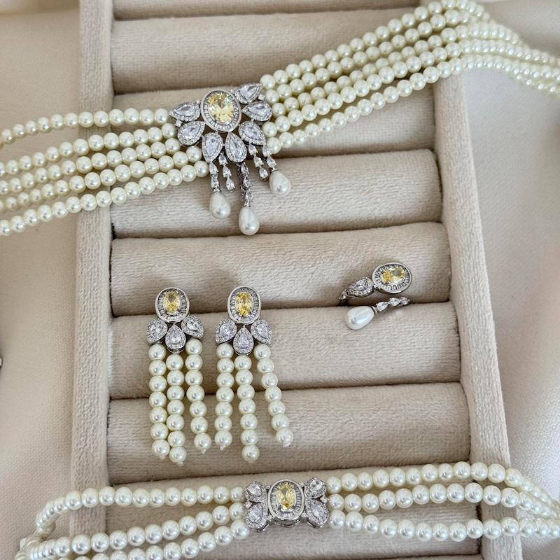 نیم ست جواهری مروارید