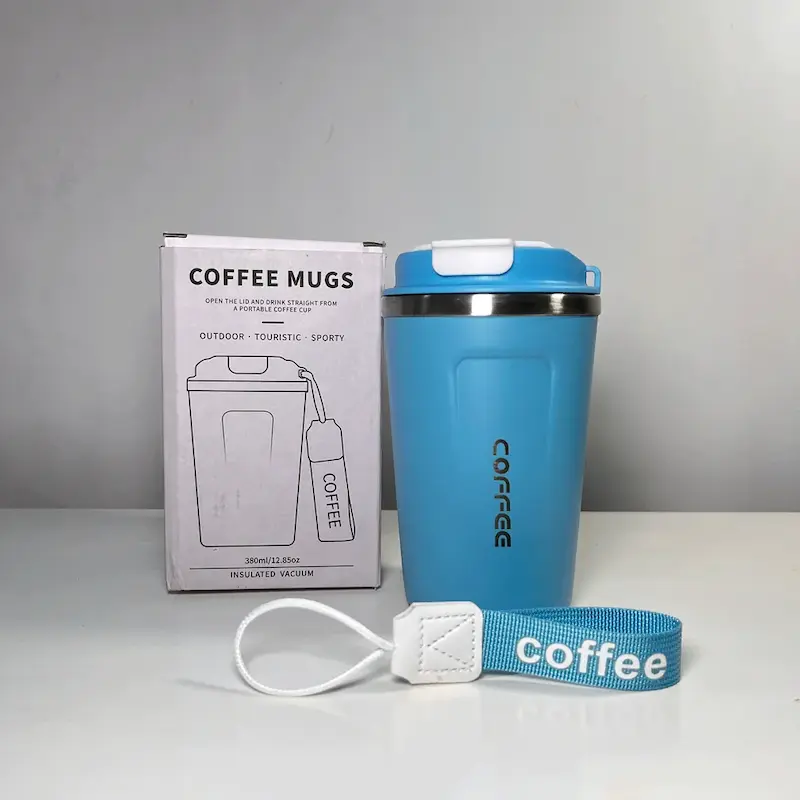 تراول ماگ استیل دوجداره کافی (Coffee) بنددار با جعبه
