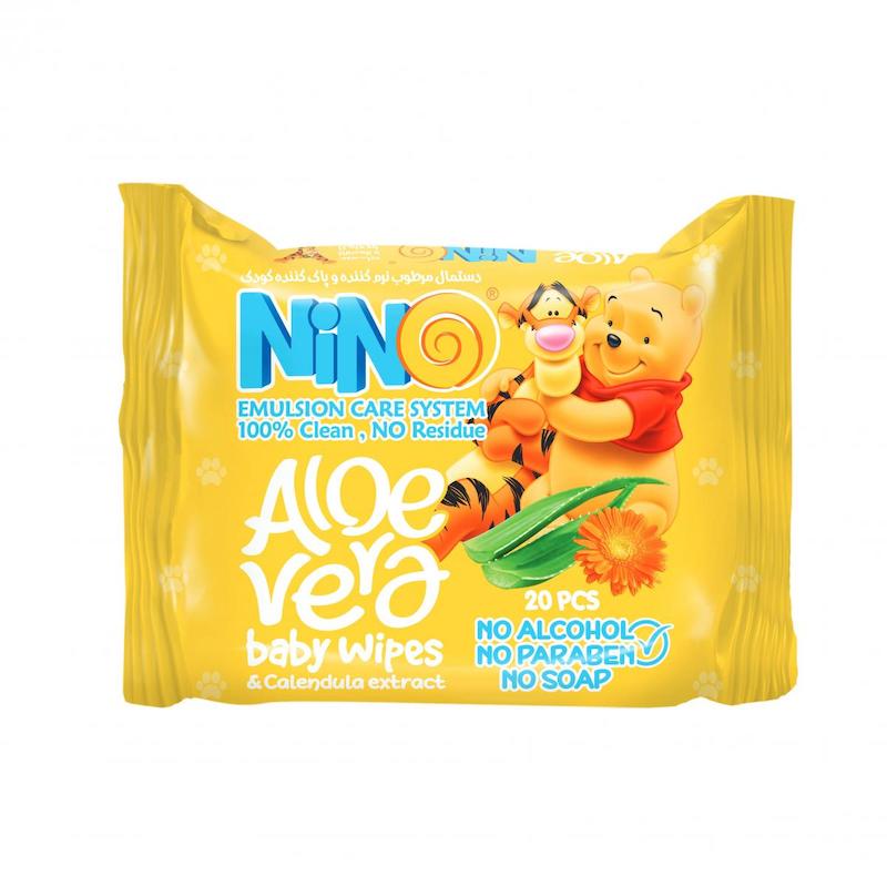 دستمال مرطوب نرم کننده کودک۲۰عددی نینو