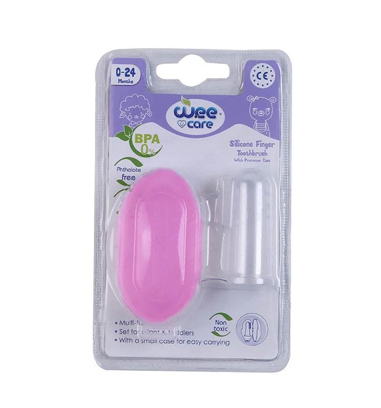 مسواک انگشتی وی کر مدل سیلیکونی به همراه قاب رنگی -(Wee Care-S601)