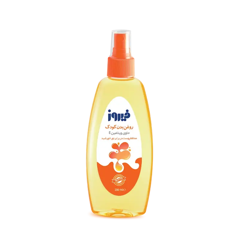 اسپری روغن بدن فیروز حاوی ویتامین E