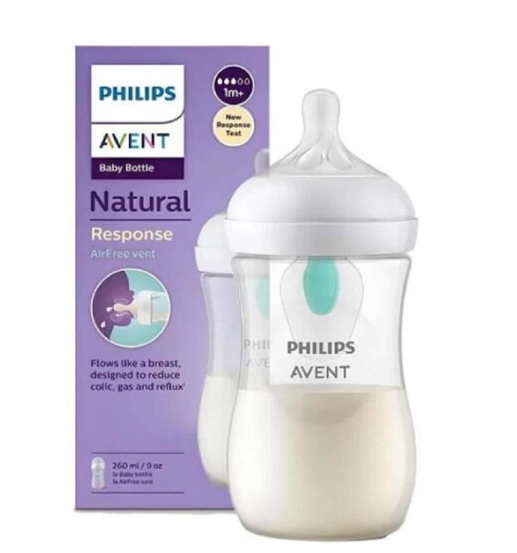 شیشه شیر اونت ۲۶۰ میل سوپاپ‌دار با سرشیشه ۳ قطره | Philips Avent