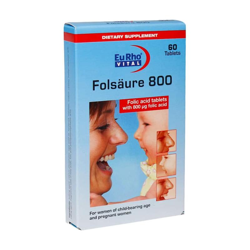 قرص فولیک اسید یوروویتال ۶۰ عدد EuRho Vital Folic Acid 60 Caps