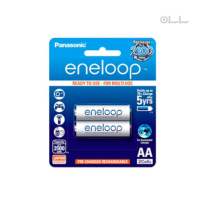 باتری قلمی قابل شارژ پاناسونیک مدل Panasonic Eneloop AA Rechargeable NiMH Battery 2000mAh (بسته 2 عددی)