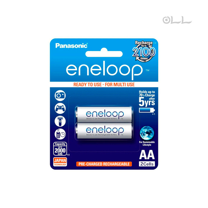 باتری قلمی قابل شارژ پاناسونیک مدل Panasonic Eneloop AA Rechargeable NiMH Battery 2000mAh (بسته 2 عددی)