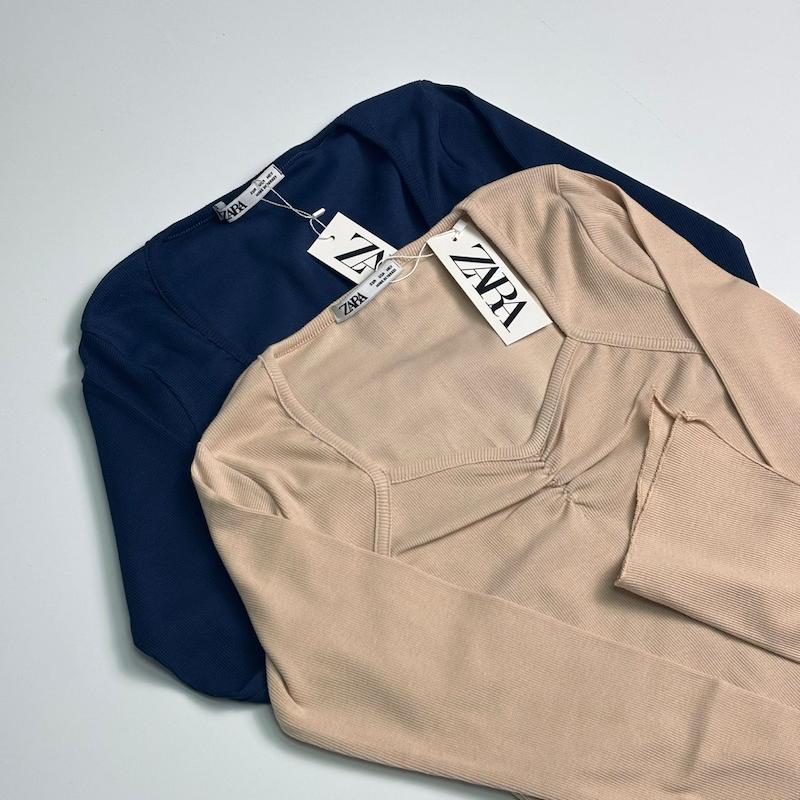 کراپ یقه دلبری آستین کلوش کد: 4004