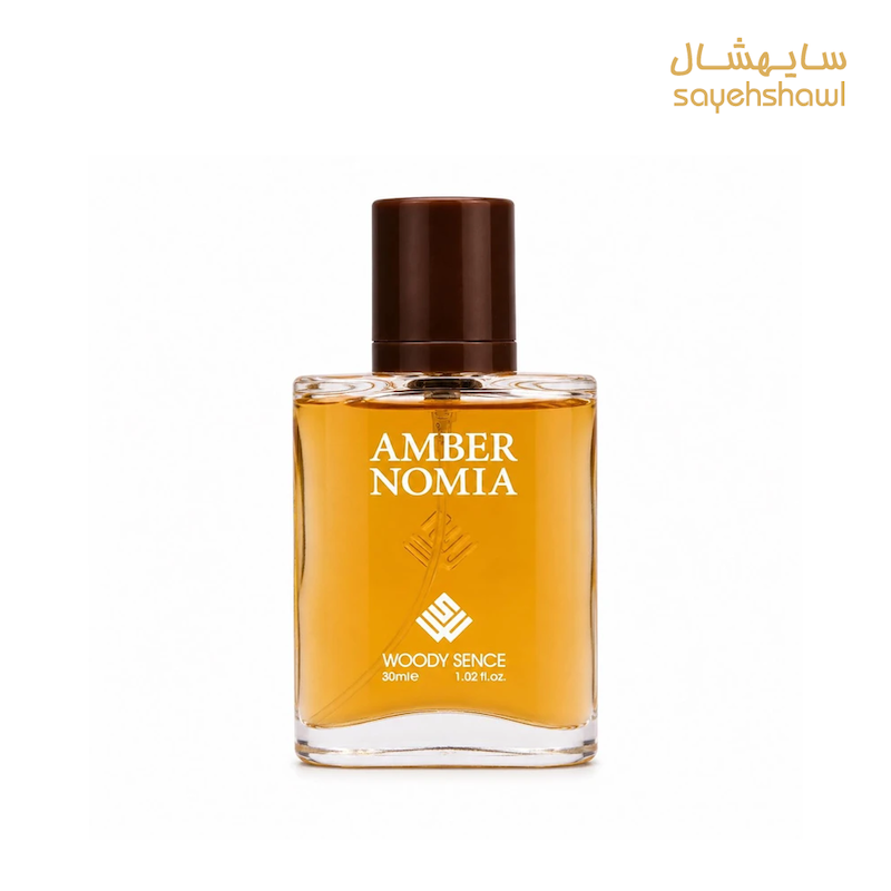 عطر جیبی مردانه وودی سنس مدل امبر نومیا Amber Nomia