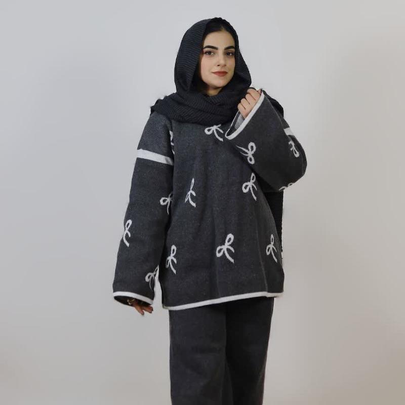 ست بلوز شلوار بافت پاپیونی کد2609