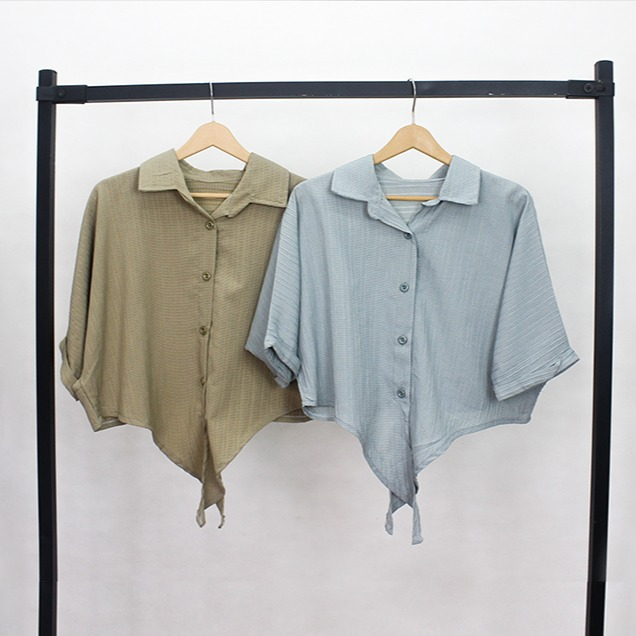 شومیز کراپ گره ایی آستین پاکتی کد2305