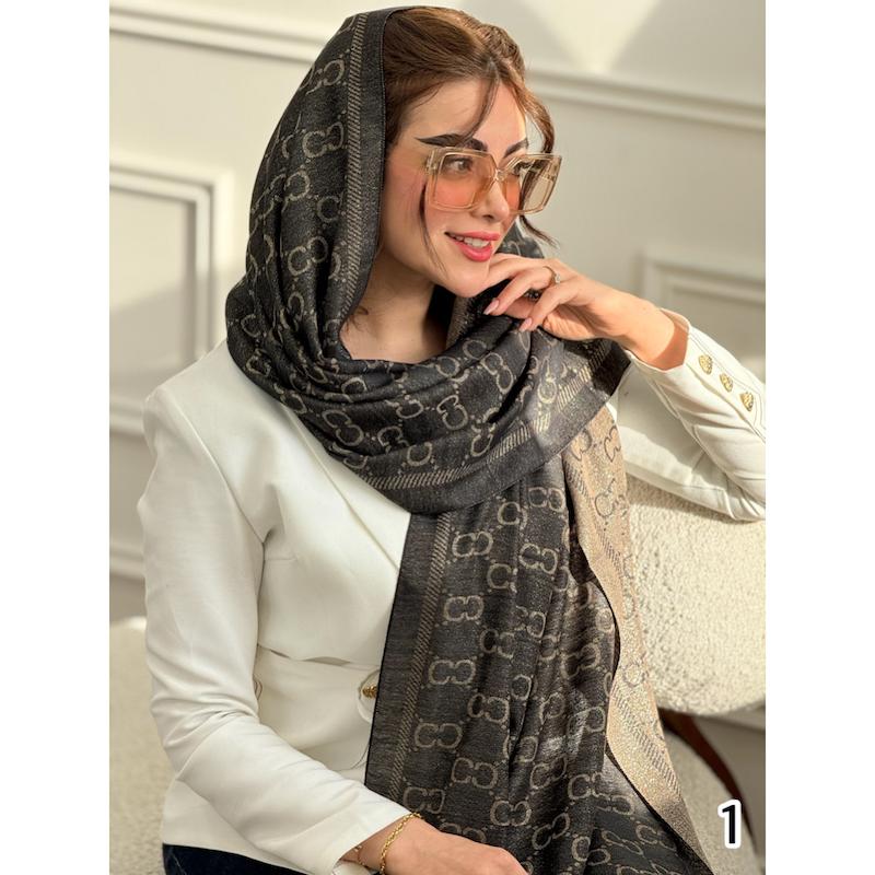 شال کشمیر بهاره شاین زغالی کد 3889