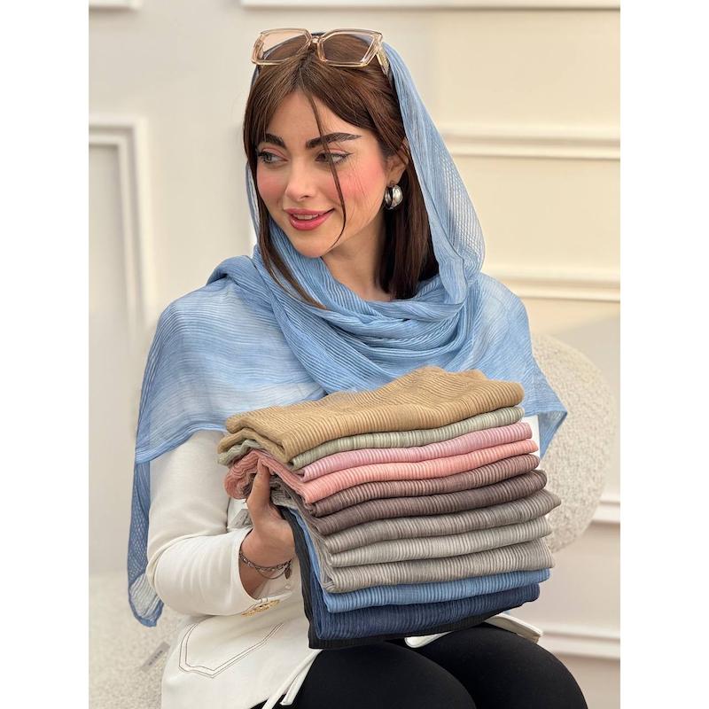 شال نخ ابریشم میله ای کد 3868/B