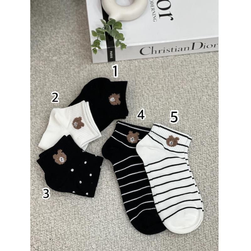 جوراب تدی سفید مشکی کد 3906