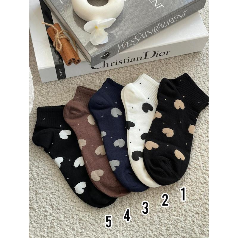 جوراب مچی نخ پنبه طرح قلب کد 3906