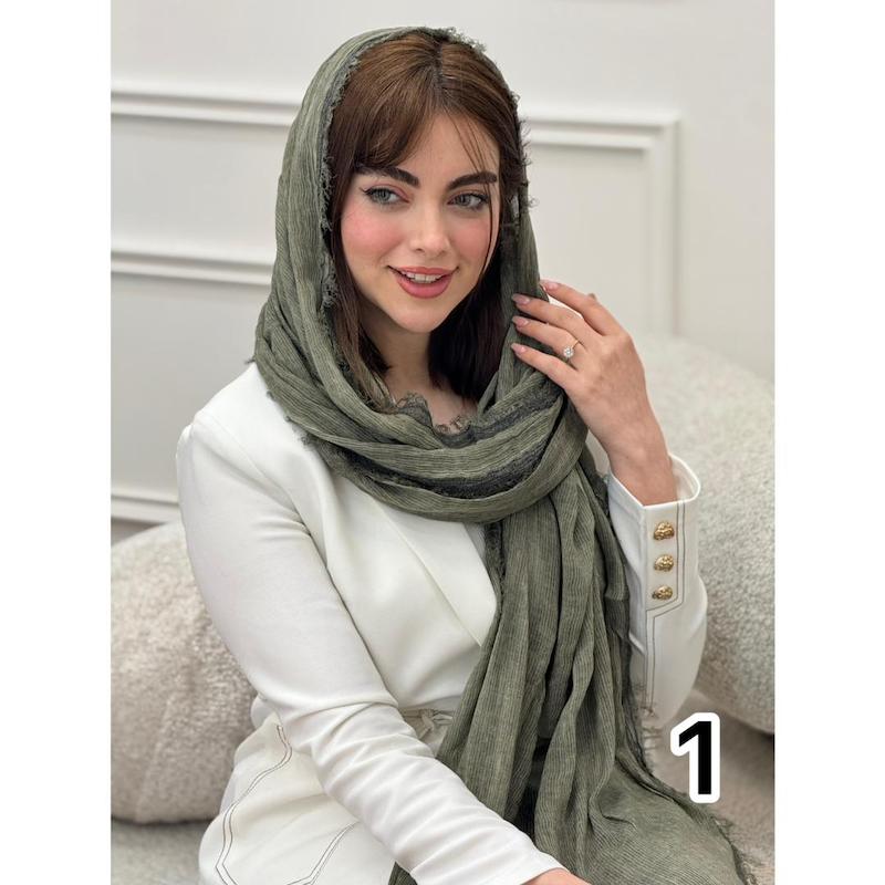 شال نخی کنفی کبریتی دورریش حاشیه دار کد 3896