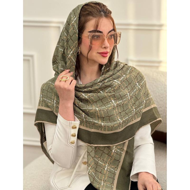 روسری نخی بهاره طرح چهارخانه ریز کد 3925