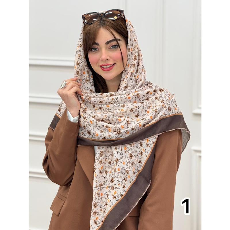 روسری نخی بهاره طرح گل ریز کد 3930