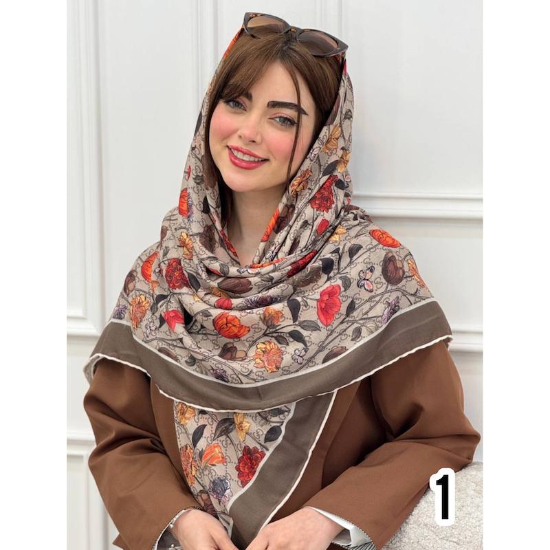 روسری نخی بهاره طرح گل لاله کد 3931