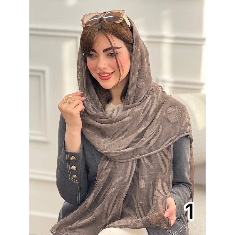 شال حریر نخ گل آفتابگردون دورگان کد 3861
