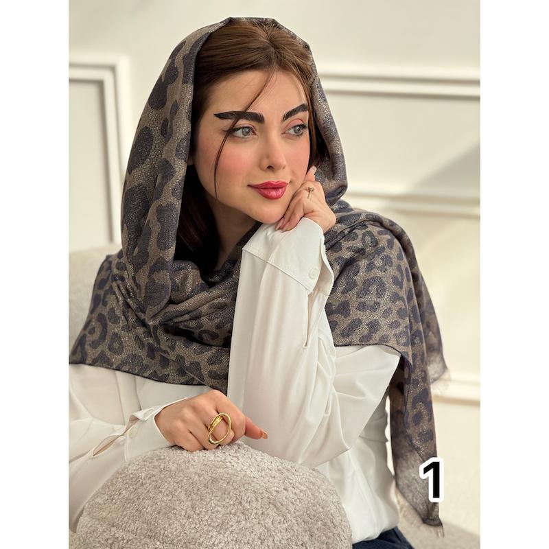 شال کشمیر بهاره شاین طرح پلنگی 1 کد 3957