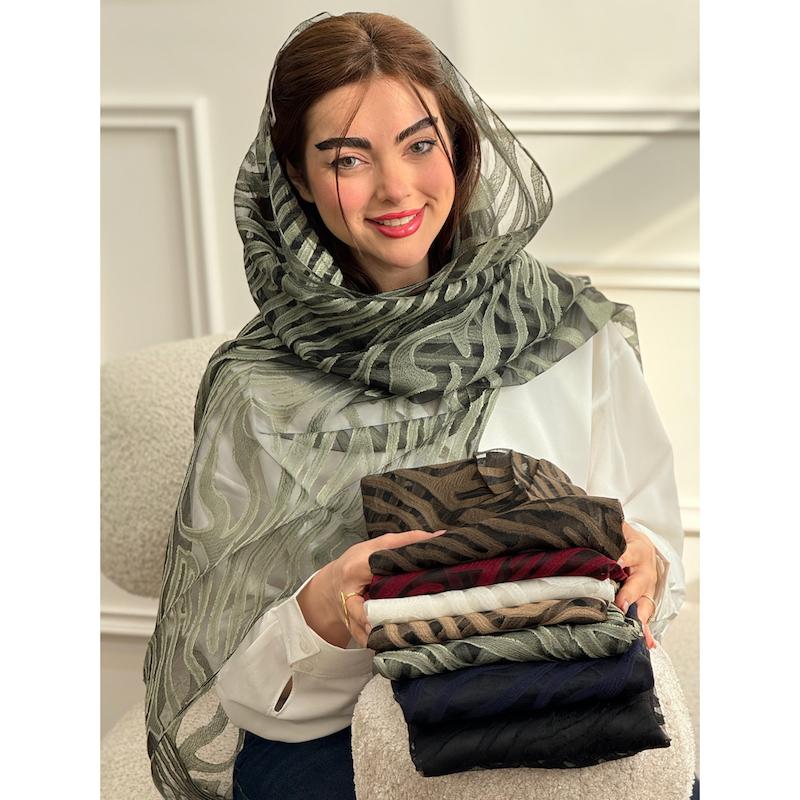 شال مجلسی حریر شیشه ای طرح زبرا کد 3956